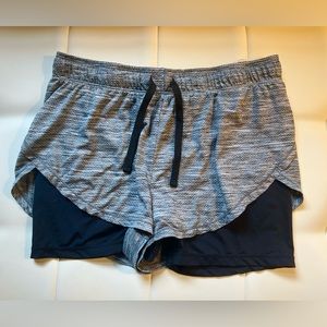 Reebok Gray/Black Lined Athletic Shorts